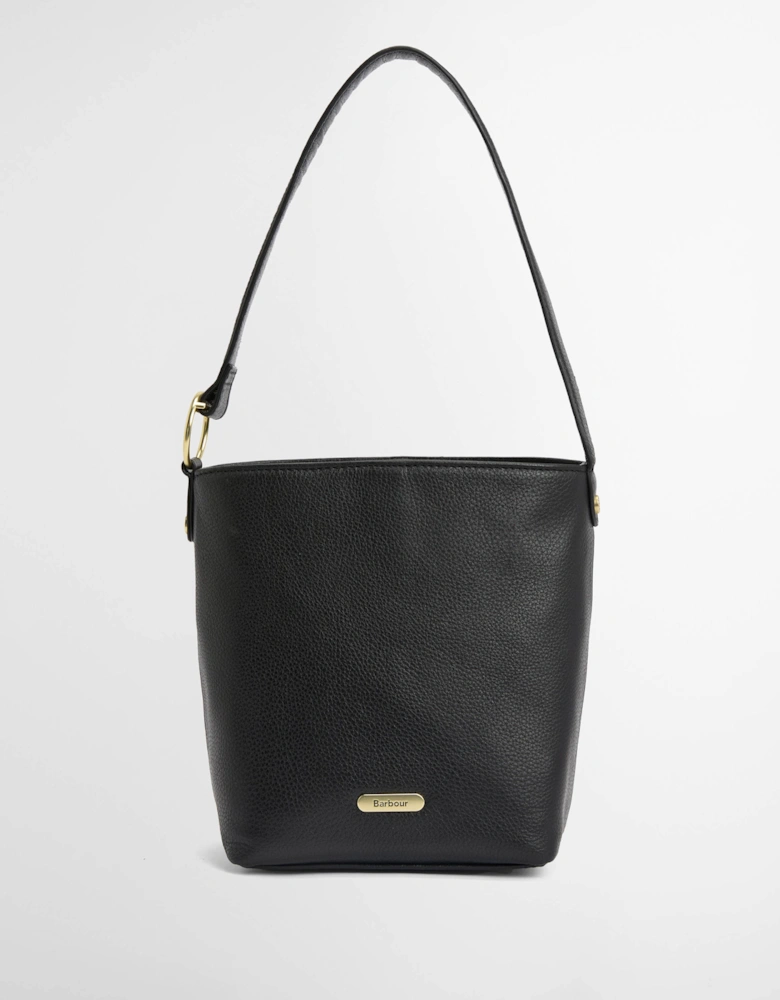 Cedar Womens Leather Bucket Bag - Black