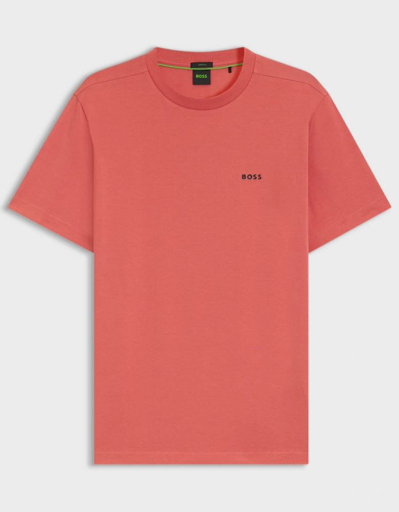 BOSS Green Tee Mens Stretch Cotton T-Shirt with Contrast Logo - Medium Pink 667