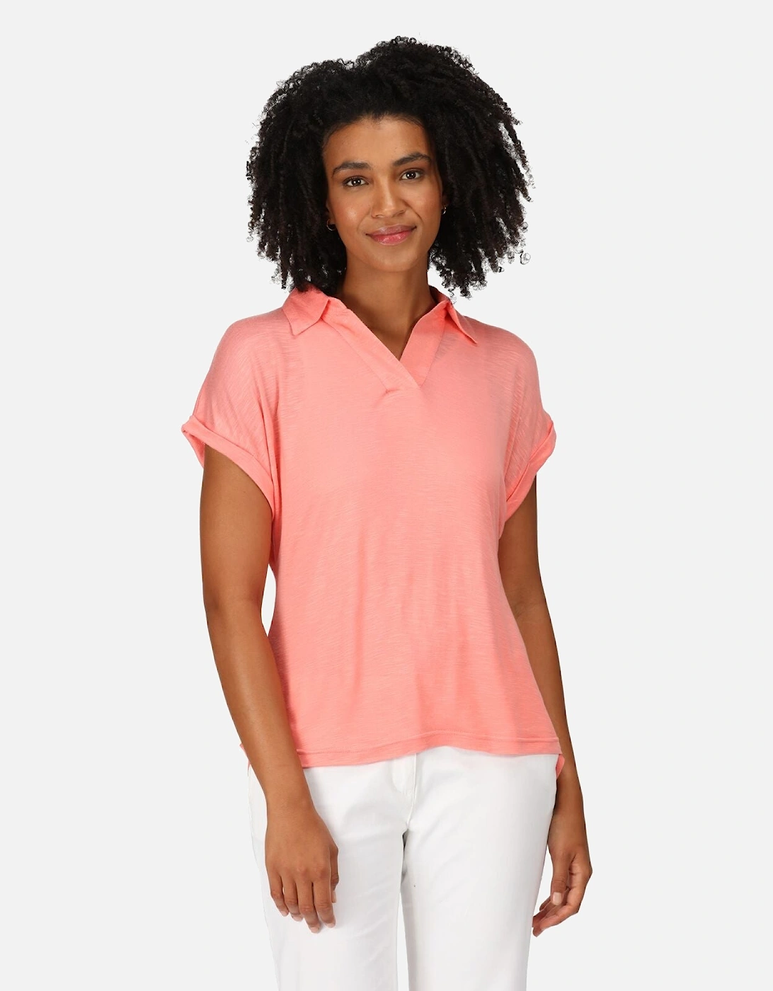 Womens Lupine Collard Short Sleeve Shirt, 2 of 1