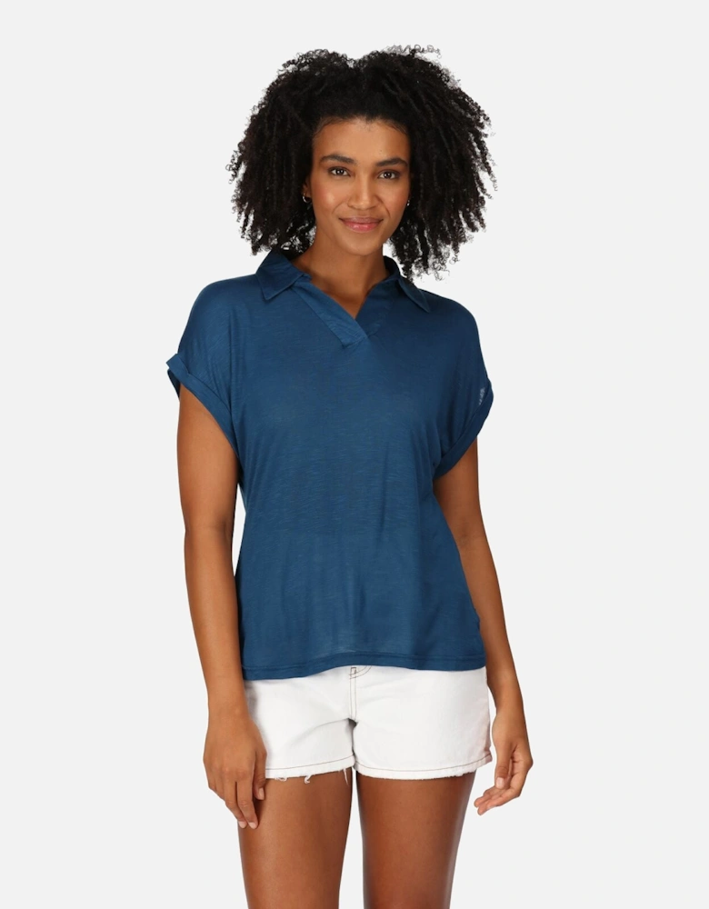 Womens Lupine Collard Short Sleeve Shirt