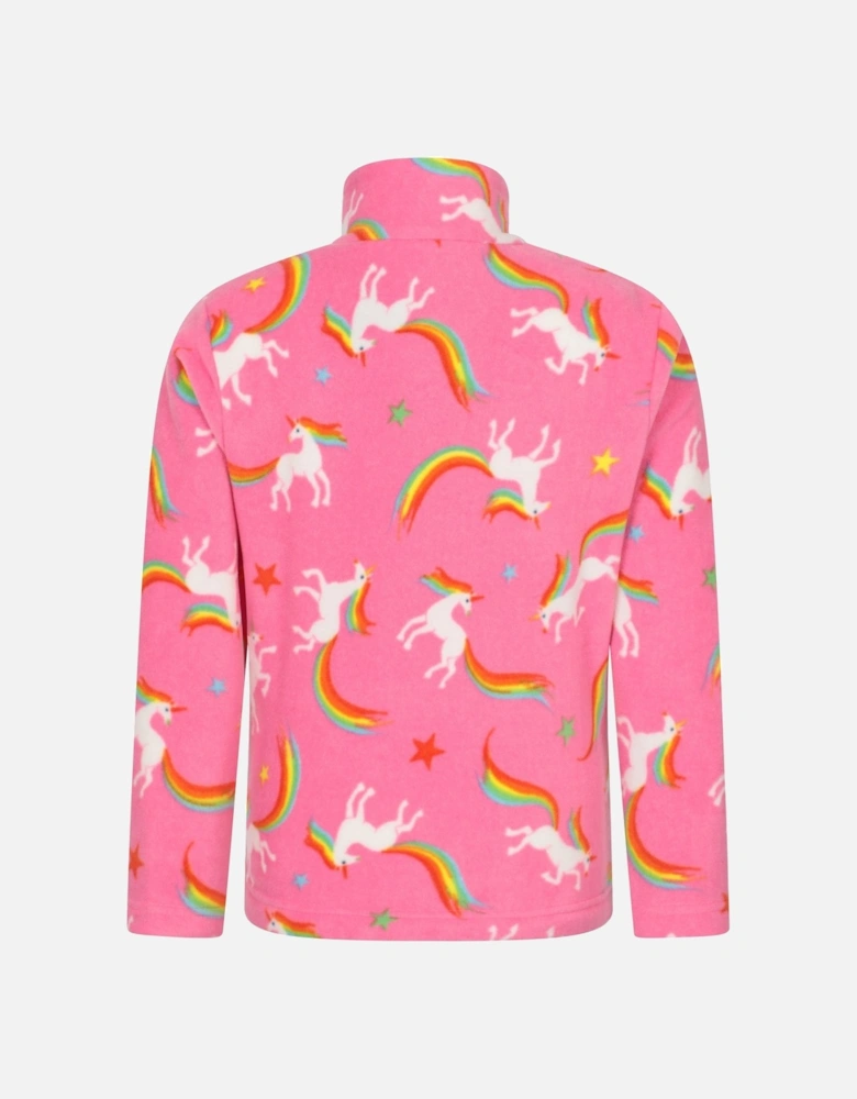 Childrens/Kids Printed Half Zip Fleece Top