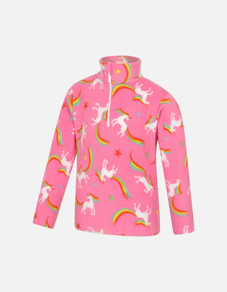 Childrens/Kids Printed Half Zip Fleece Top