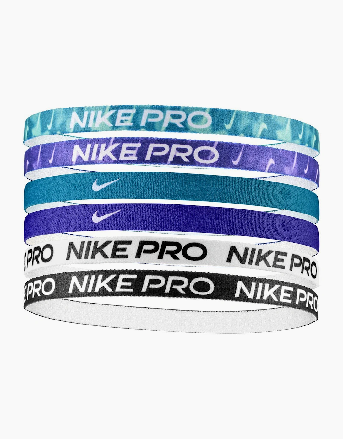 Nike Men's Black White Blue Flex Classic Headband (Pack Of 6) - Size: One Size