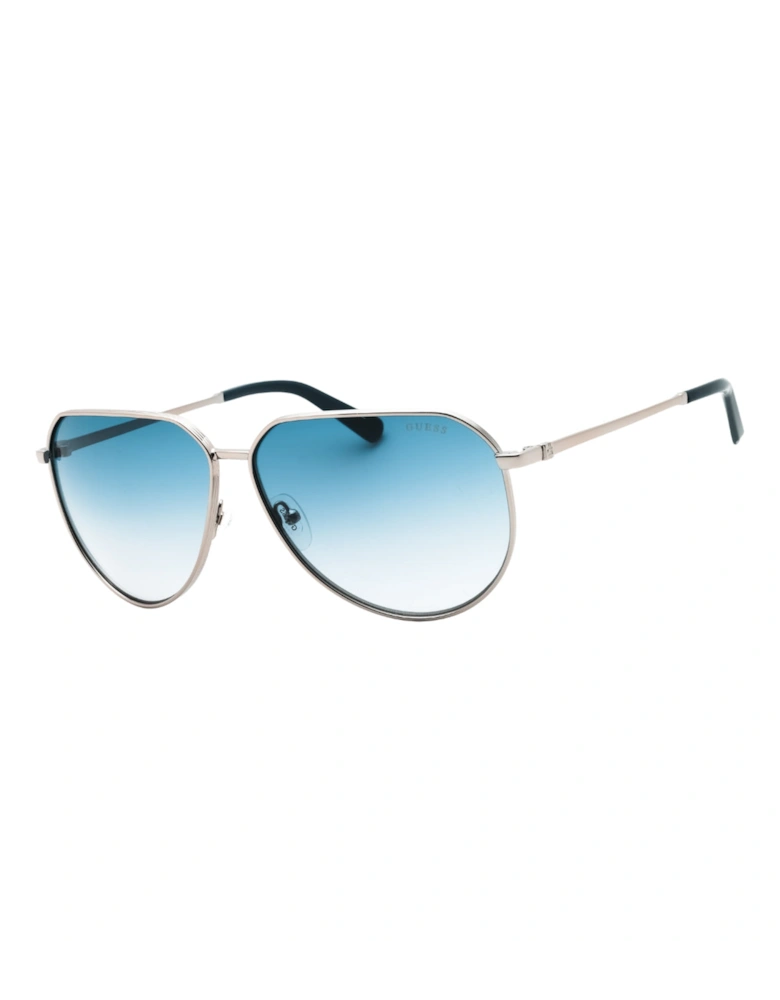 Shiny Gunmetal Grey Gradient Blue Lensed Sunglasses