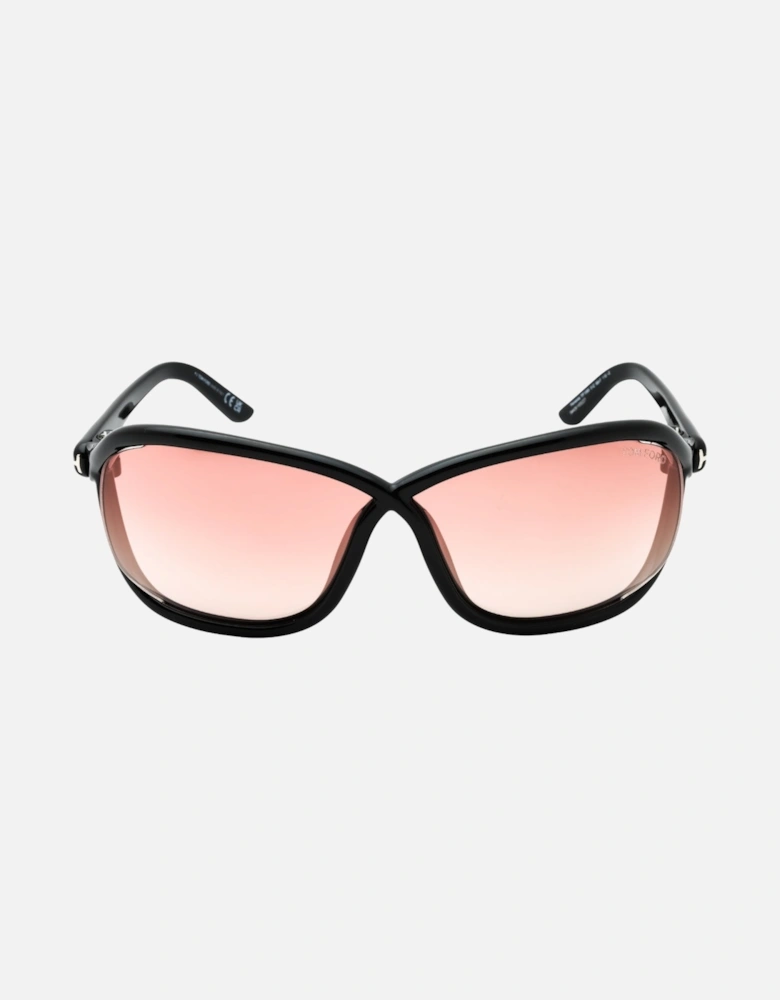 Mirror Velvet Lens Shiny Black Sunglasses
