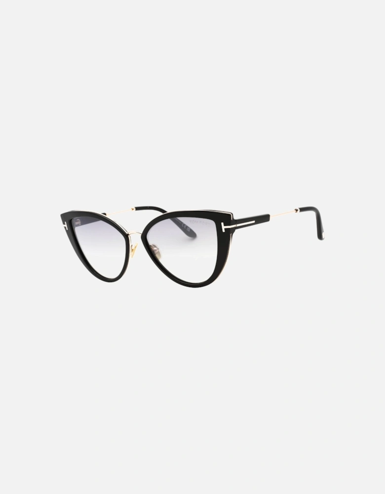 Anjelica-02 Smoke Mirror Lens Shiny Black Sunglasses
