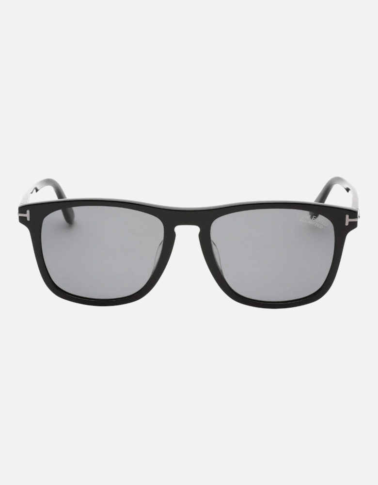 Smoke Polarized Lens Shiny Black Sunglasses