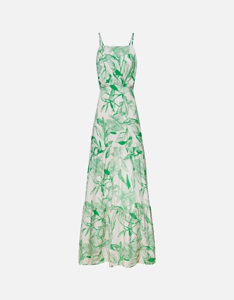 Open Back Print Tiered Midi Dress