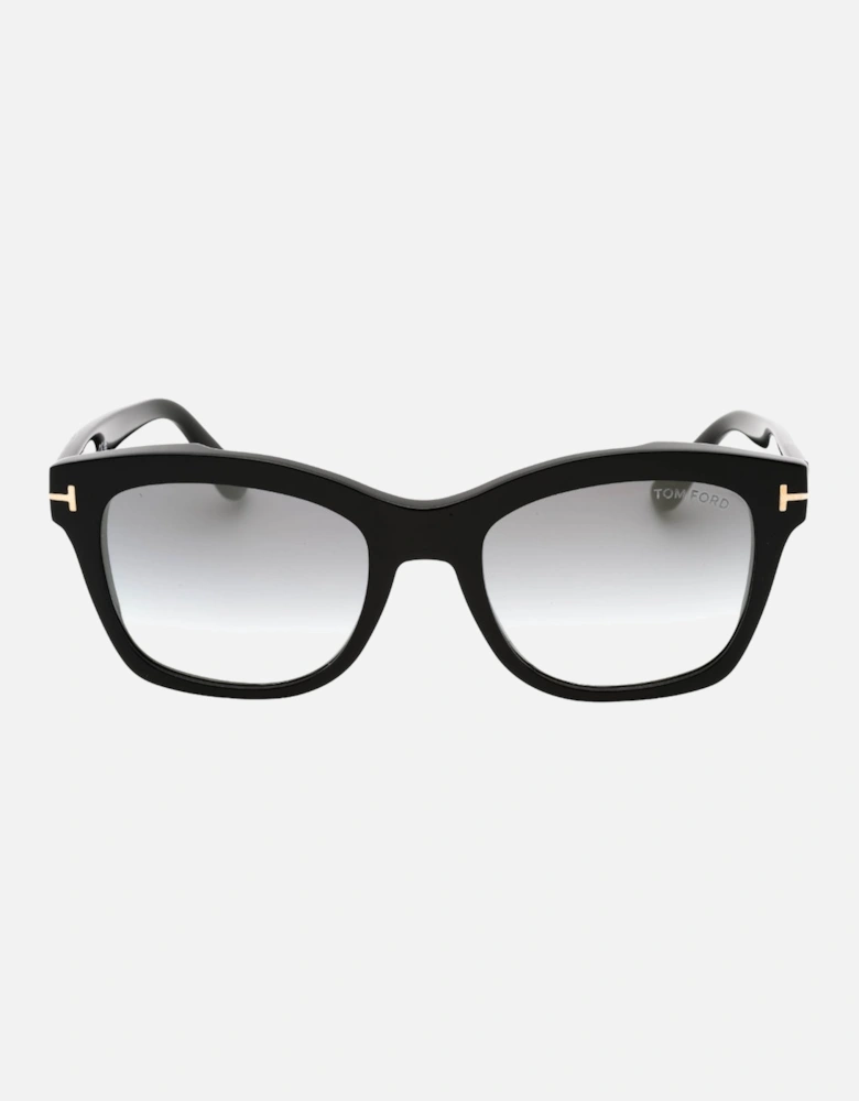 Lauren-02 Grey Mirrored Lens Shiny Black Sunglasses