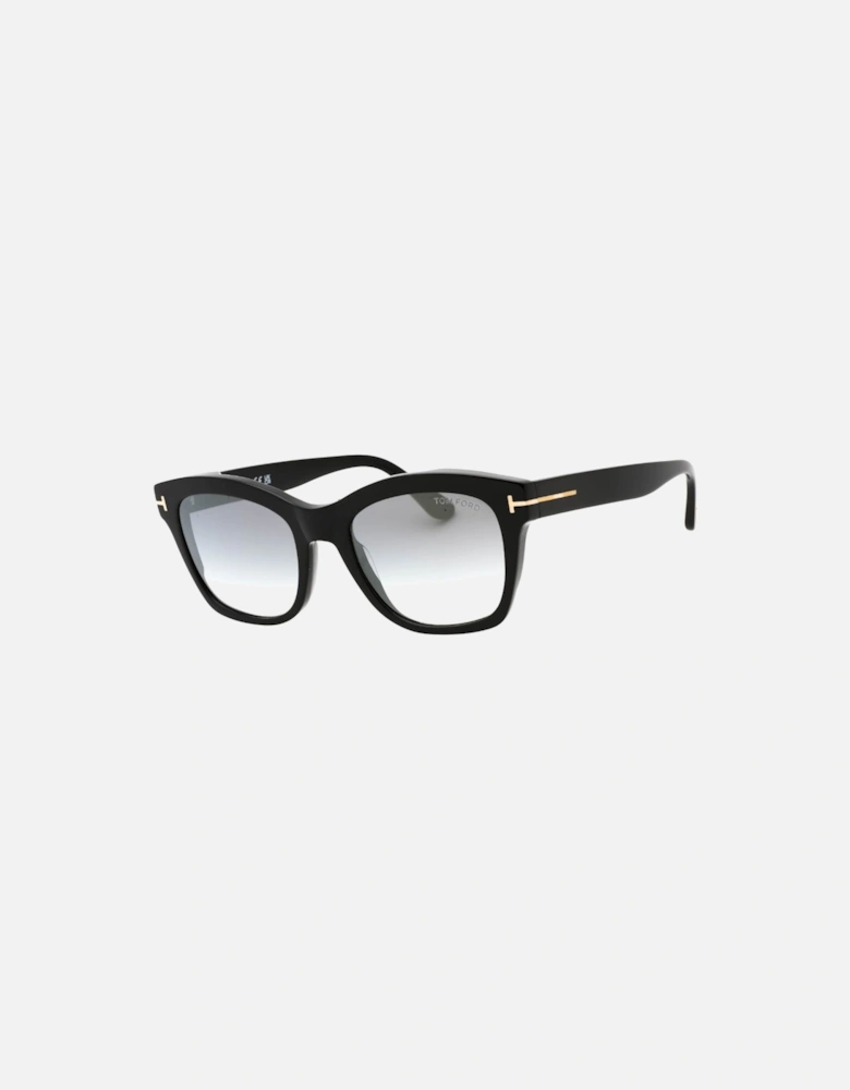 Lauren-02 Grey Mirrored Lens Shiny Black Sunglasses