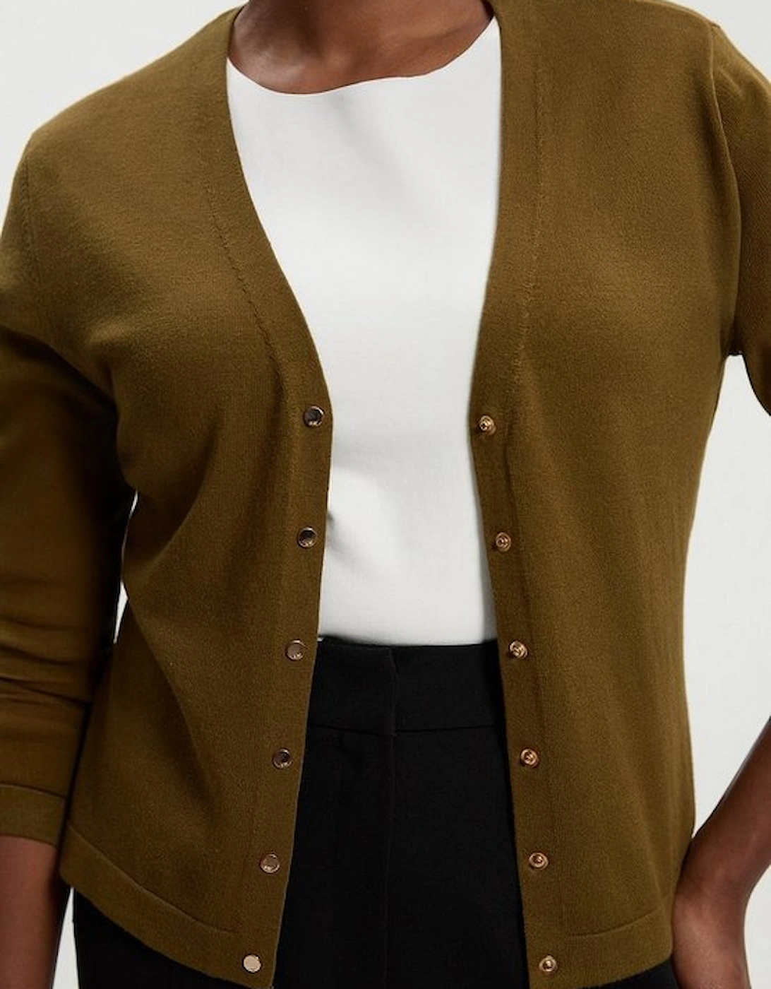 Plus Size Viscose Blend Knitted Button Detail Cardigan, 4 of 3