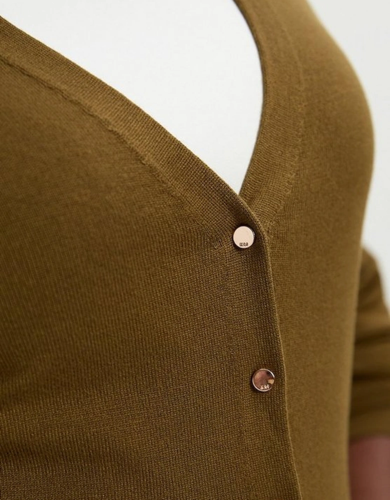 Plus Size Viscose Blend Knitted Button Detail Cardigan