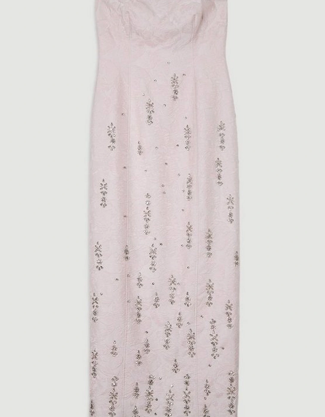 Texture Jacquard Crystal Embellished Strapless Mini Dress