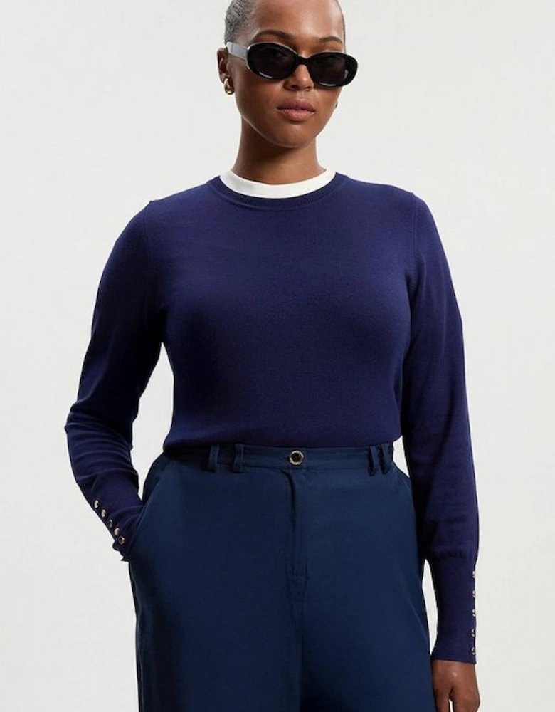 Plus Size Viscose Blend Knitted Crew Neck Jumper