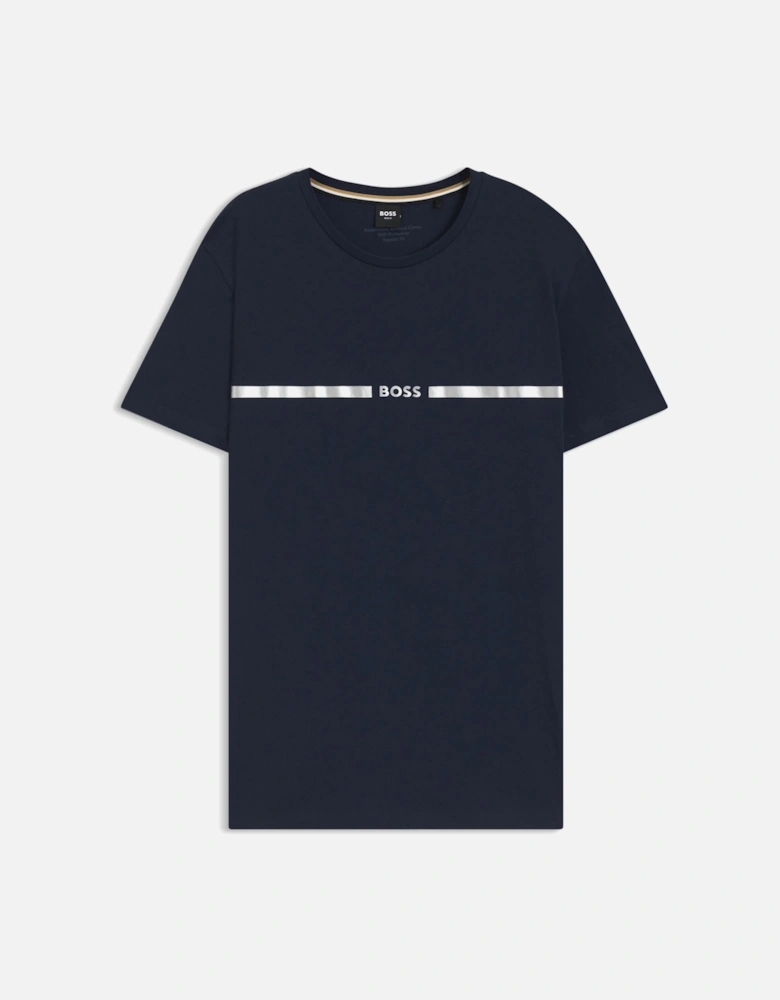 BOSS Orange Mens Metallic Stripe Logo T-Shirt - Navy 412