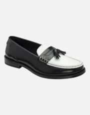 Black/White Leather