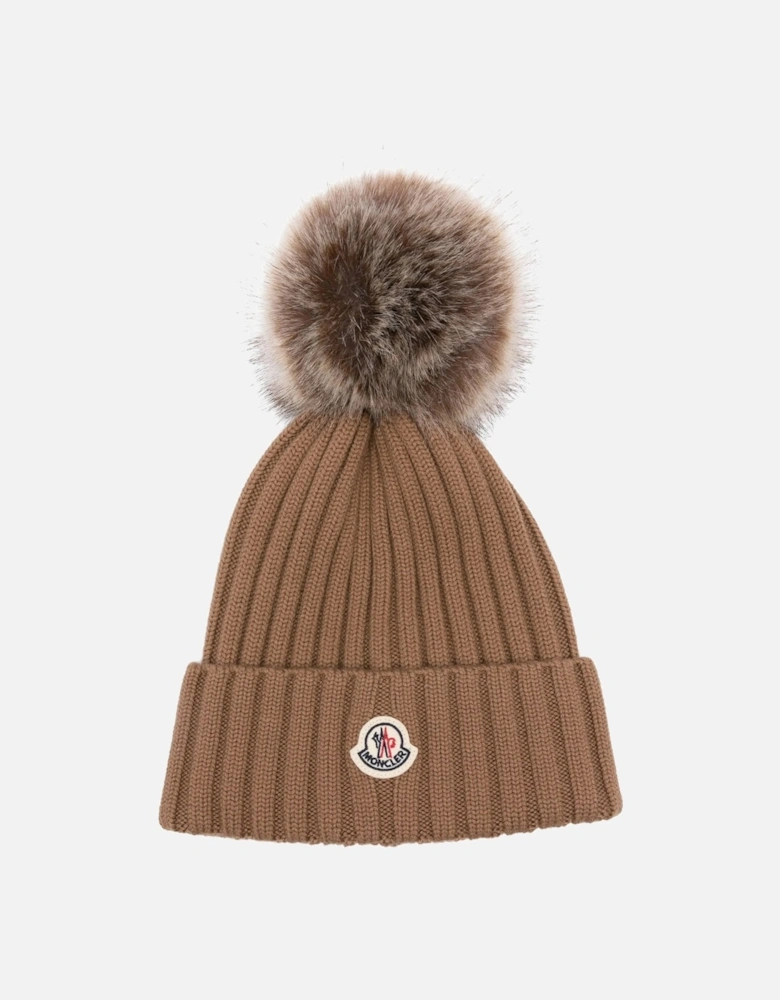 Womens Bobble Hat Beige
