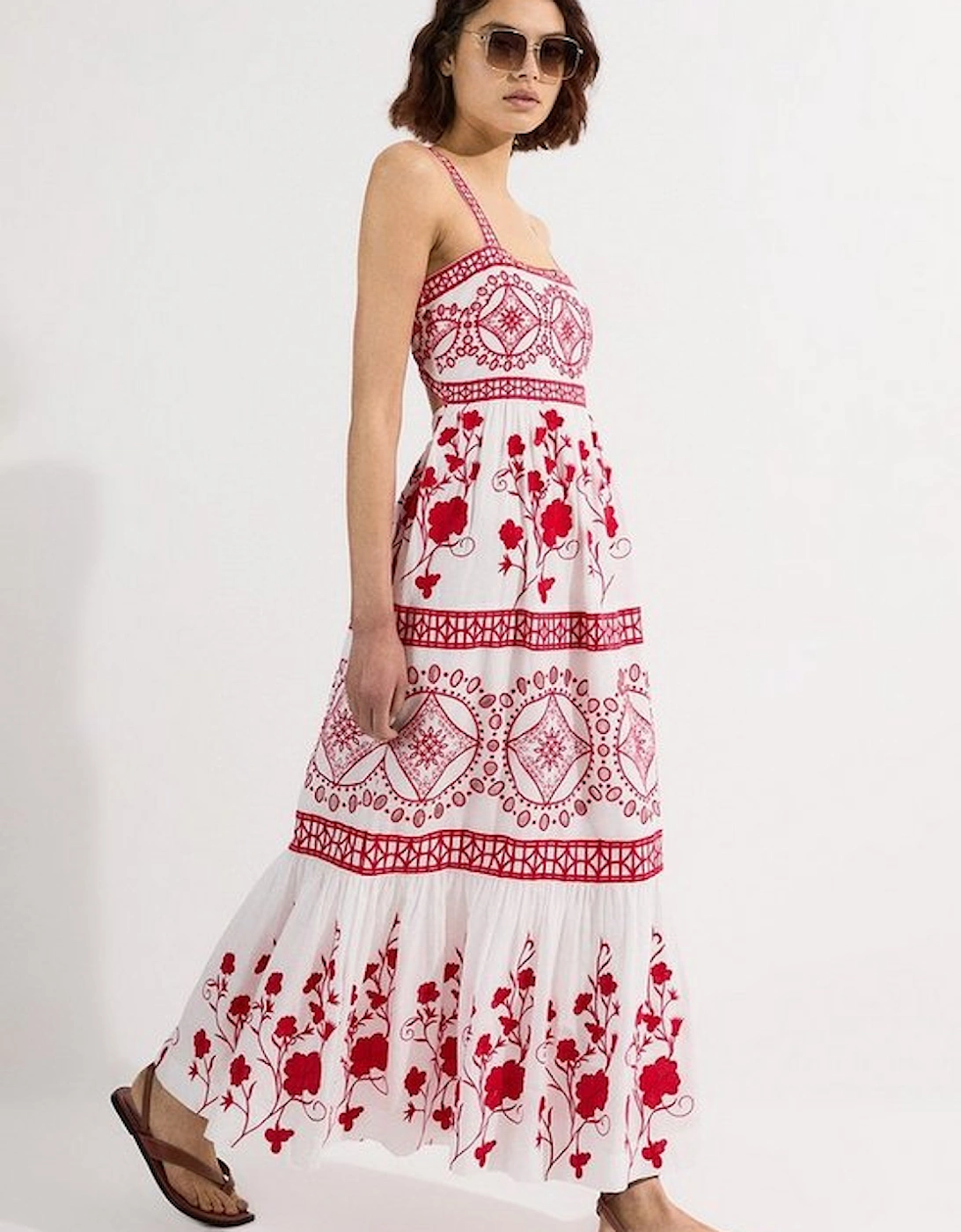 Floral & Geo Embroidered Woven Maxi Dress, 4 of 3