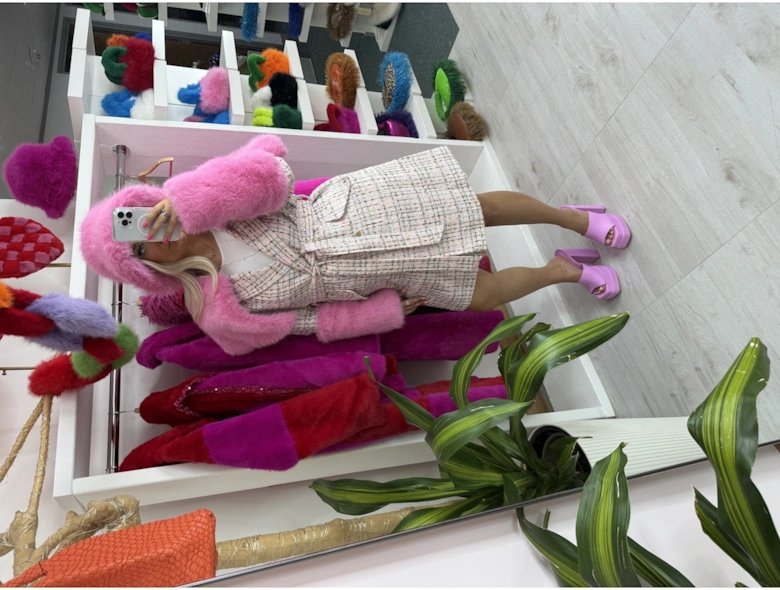 The Erin Bella Tweed Coat in Pink