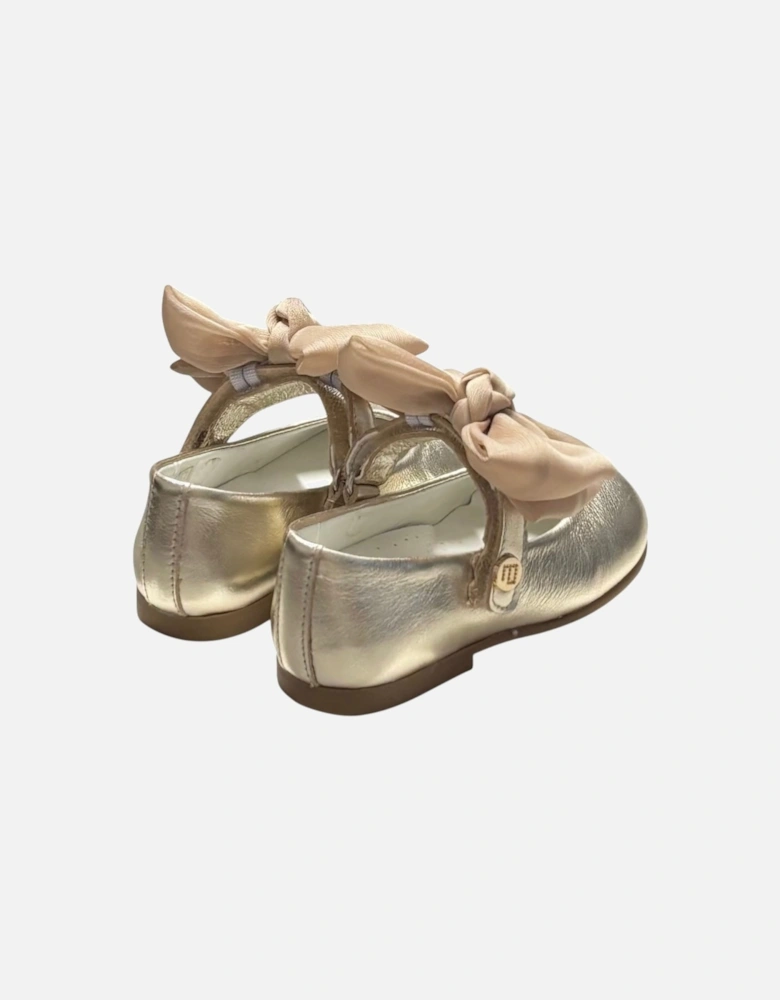 Girls Gold Velcro Mary Jane Shoes