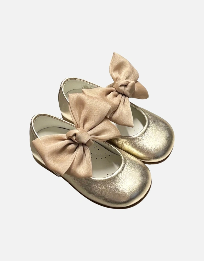 Girls Gold Velcro Mary Jane Shoes