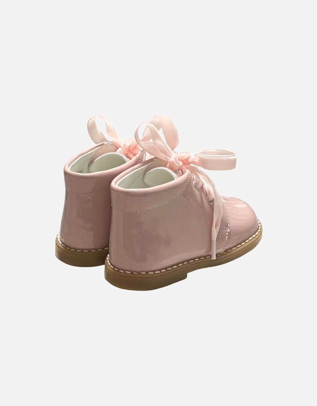 Girls Pink Velvet Lace Up Boots