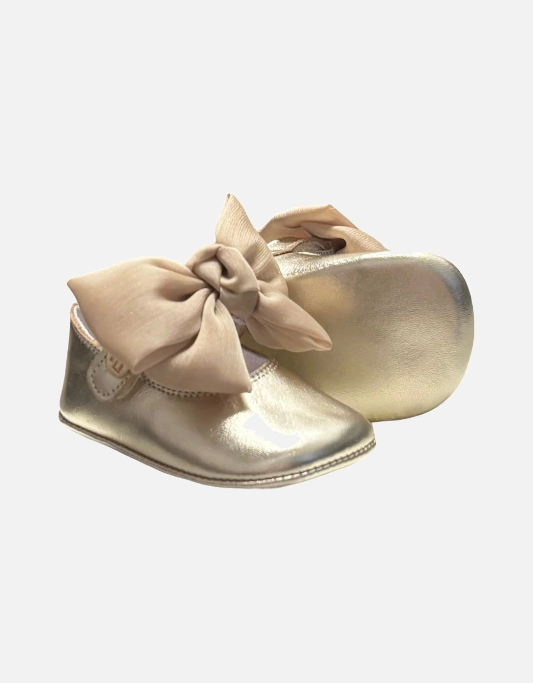 Girls Gold Velcro Soft Sole Shoes, 5 of 4
