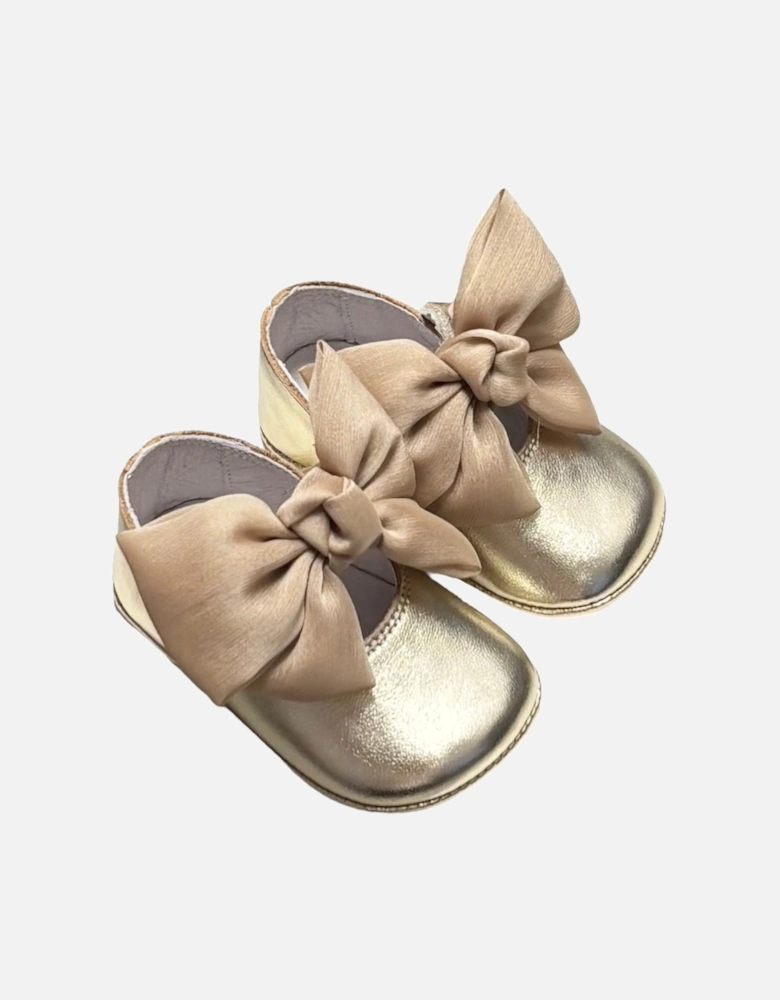 Girls Gold Velcro Soft Sole Shoes