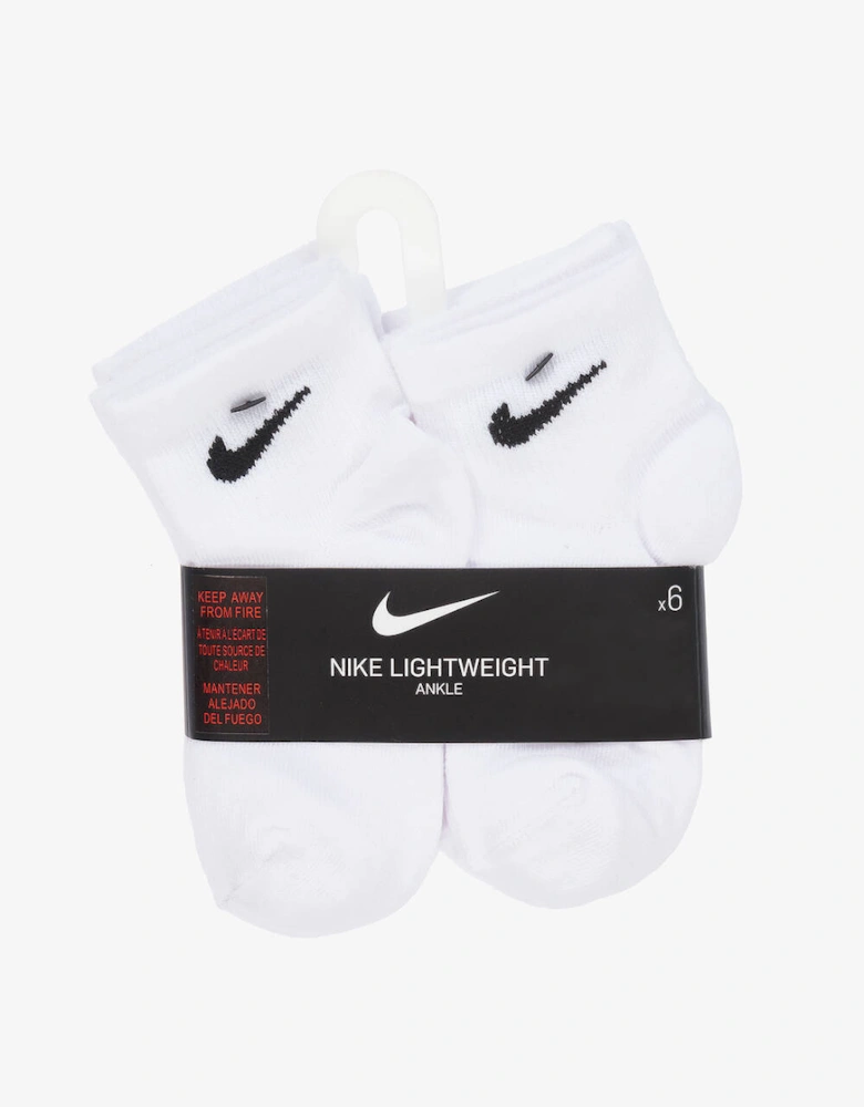 Kids Ankle Socks 6 Pack White Unisex