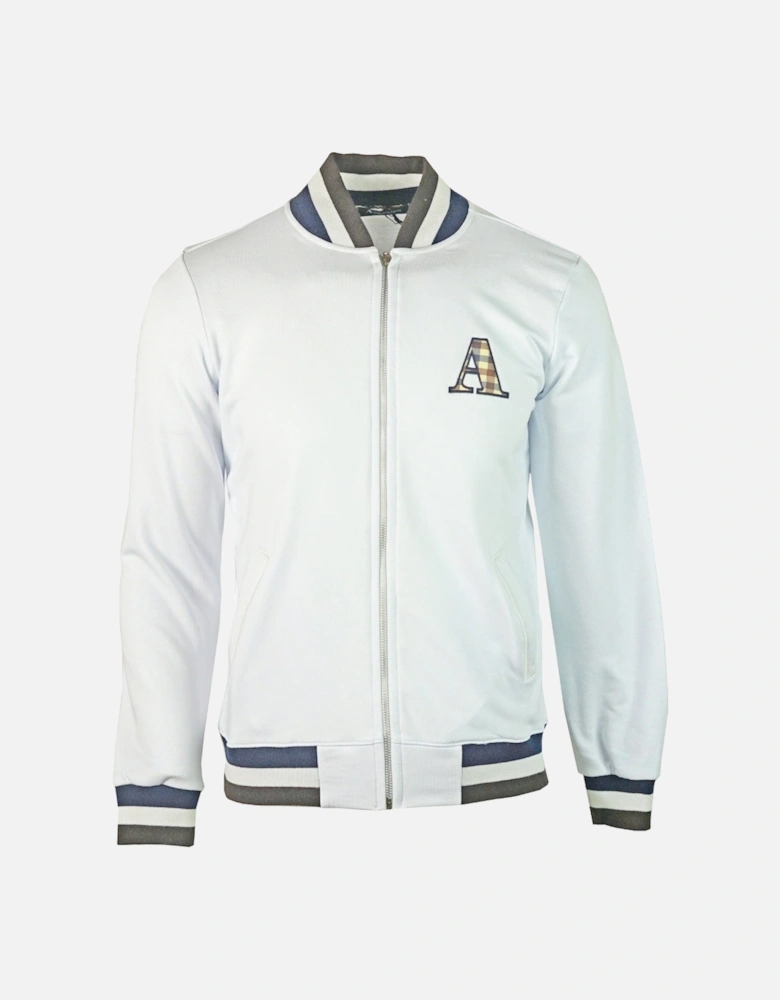 A Logo Zip Sweater White Jacket