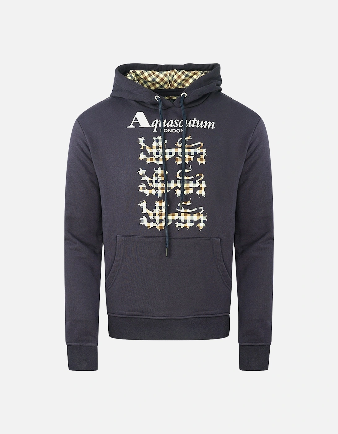 Triple Lion Check Logo Navy Hoodie, 3 of 2