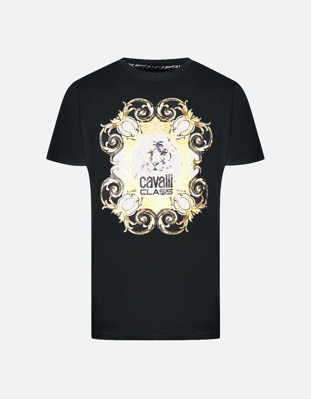 Cavalli Class Bold Tiger Emblem Design Black T-Shirt, 3 of 2