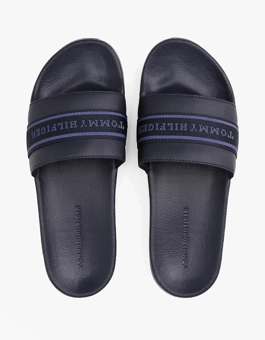 POOLSIDE Logo Webbing Sliders Navy