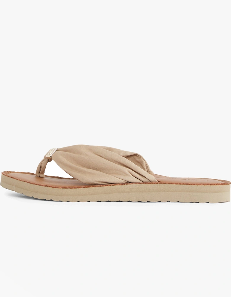 Monogram Plaque Womens Flip-Flop Beige