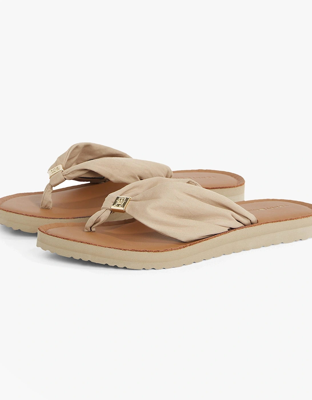 Monogram Plaque Womens Flip-Flop Beige