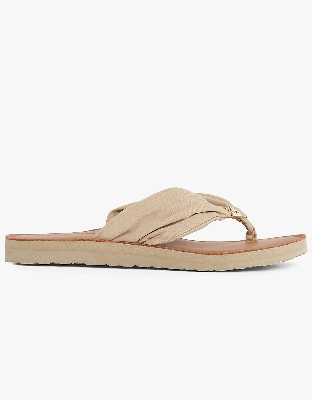 Monogram Plaque Womens Flip-Flop Beige