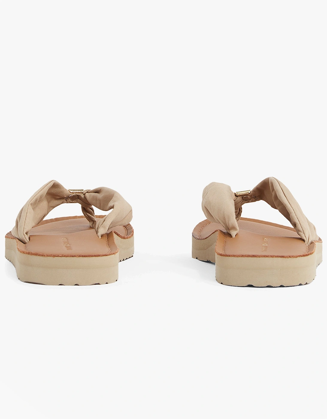 Monogram Plaque Womens Flip-Flop Beige