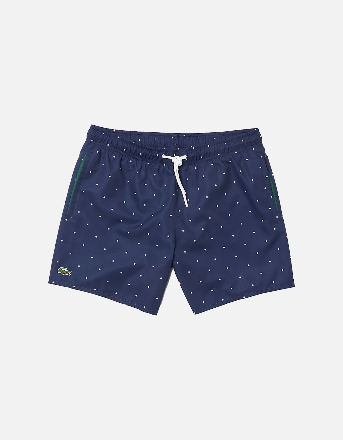 Navy Blue Polka Dot Print Swimshorts, 2 of 1
