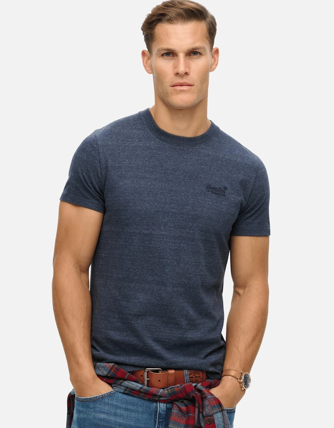 Superdry Men's Navy Essential Logo Slim Fit Short Sleeve T-Shirt - : 38 M