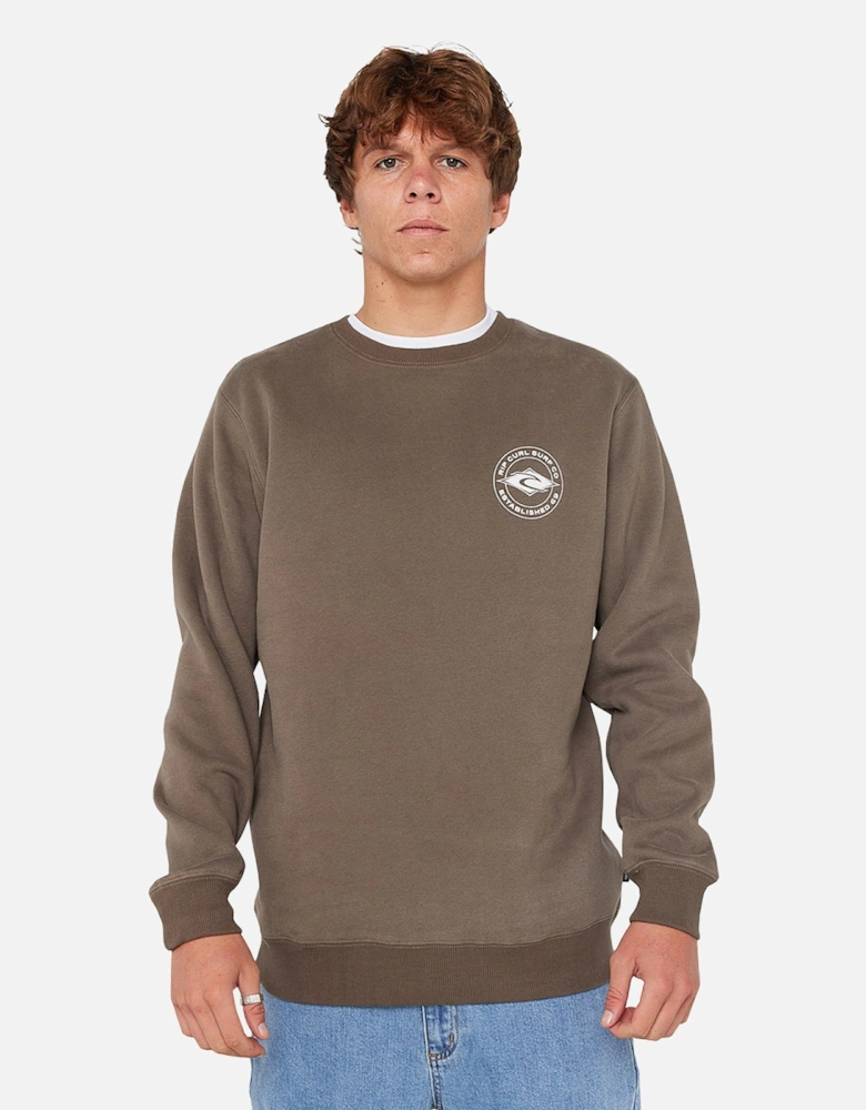 Rip Curl Mens Staple Crew Neck Graphic Logo Sweatshirt