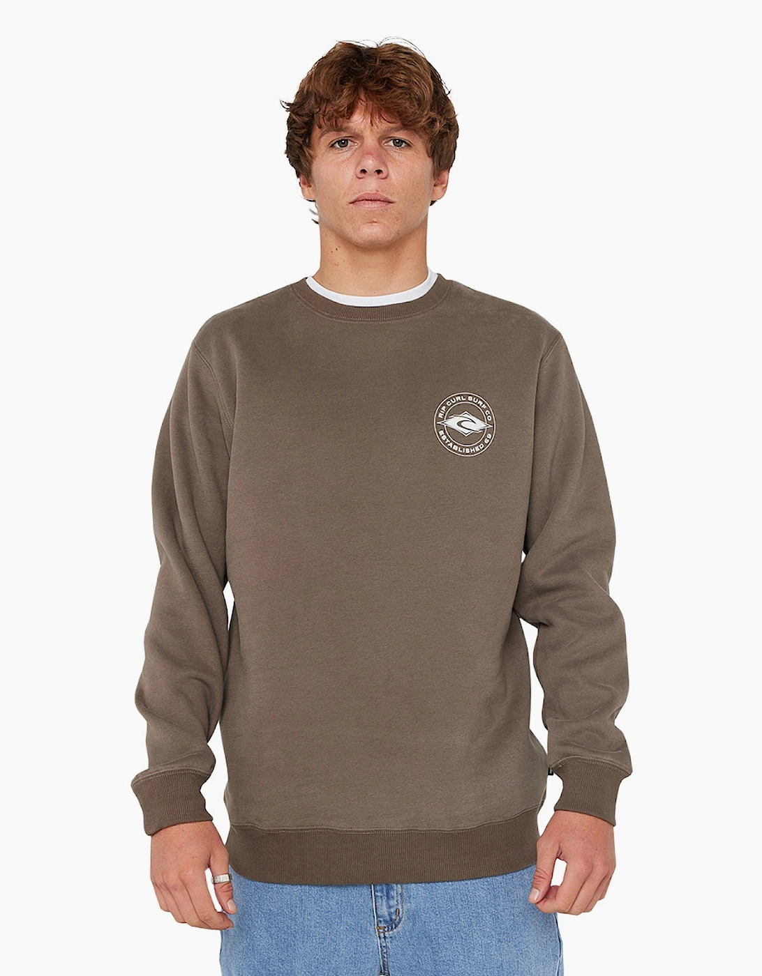 Ripcurl Men's Rip Curl Mens Staple Crew Neck Graphic Logo Sweatshirt - Rock - Size, Xl
