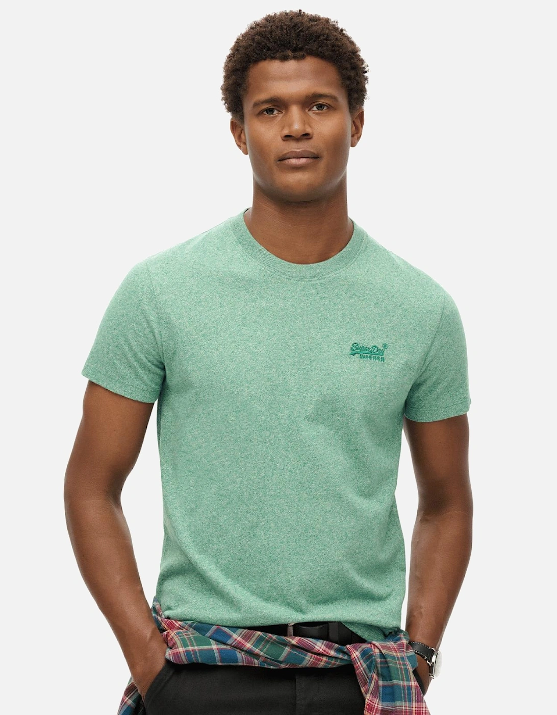 Superdry Men's Green Essential Logo Slim Fit Short Sleeve T-Shirt - : 38 M