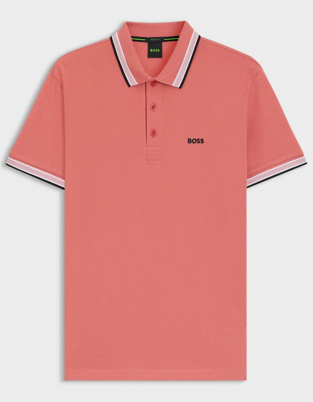 BOSS Green Paddy Mens Cotton-Piqué Polo Shirt with Contrast Logo - Medium Pink 667, 2 of 1