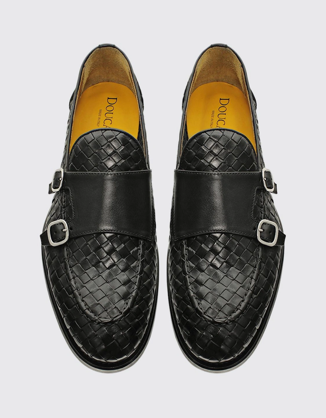 Woven Leather Monk Strap Shoes