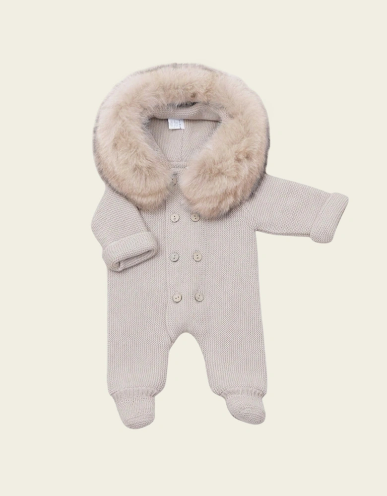 Camel Knit Natural Fur Pramsuit