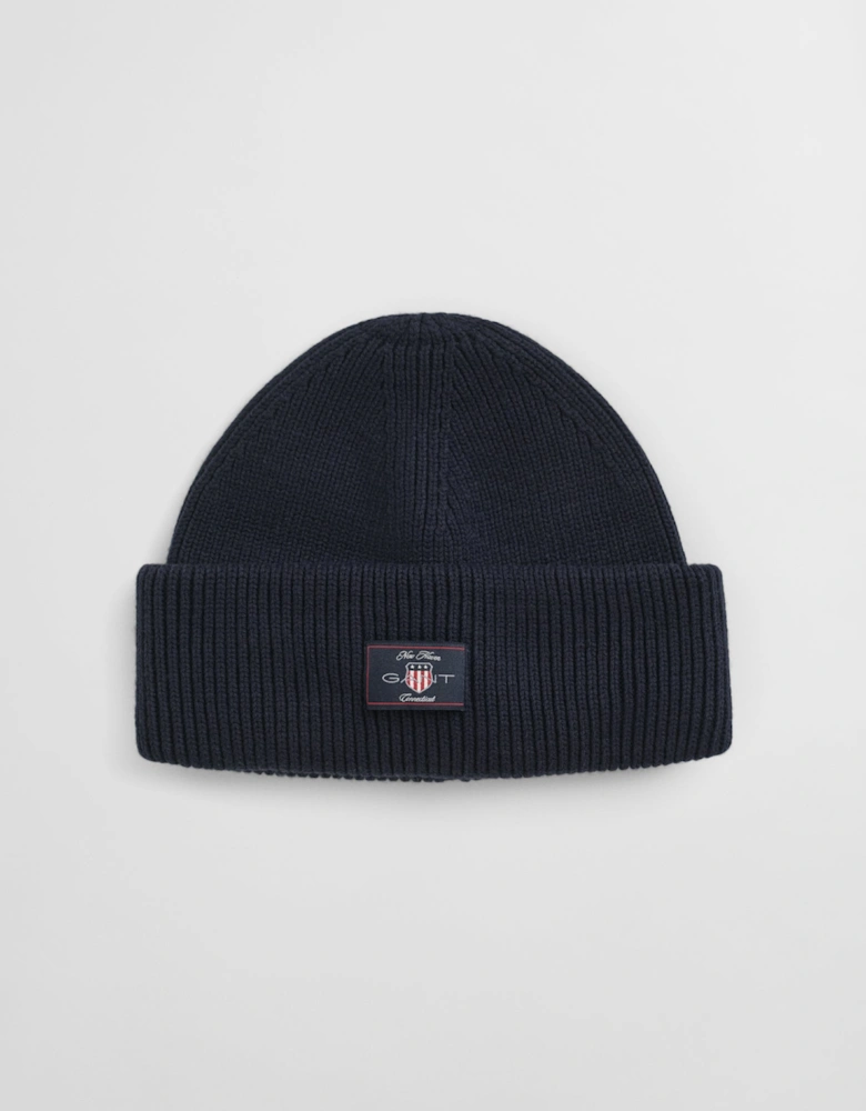 Mens Cotton Blend Ribbed Beanie - 433 Evening Blue