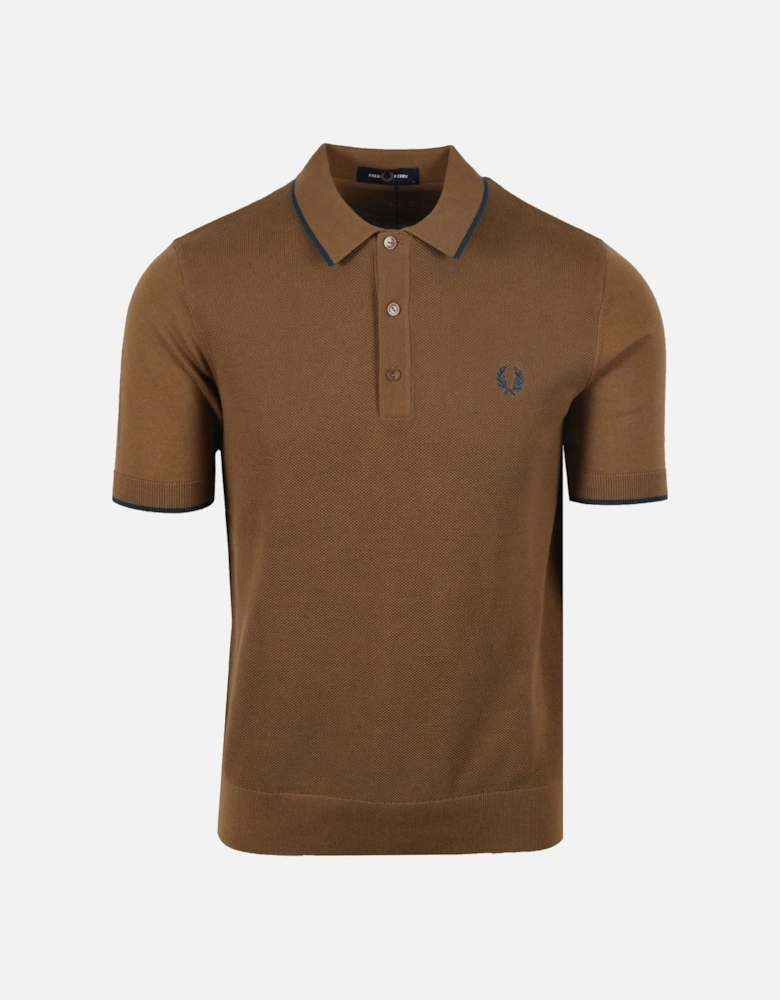 Pique Knitted Polo Shaded Stone