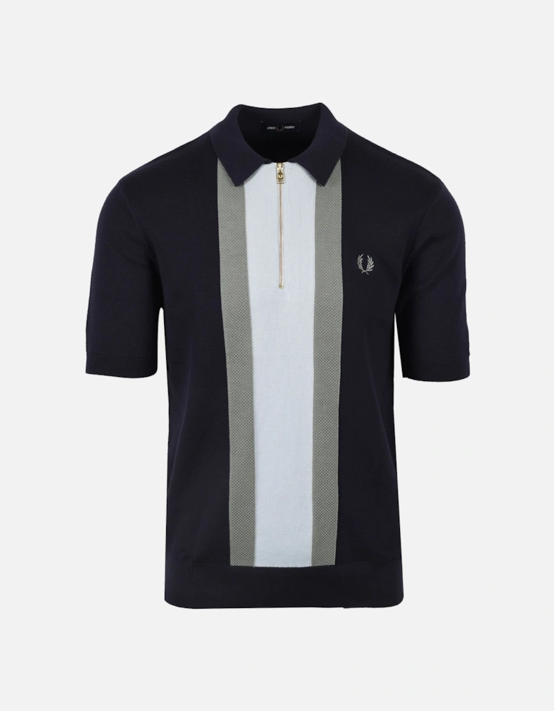 Stripe Knitted Polo Shirt Dark Airforce