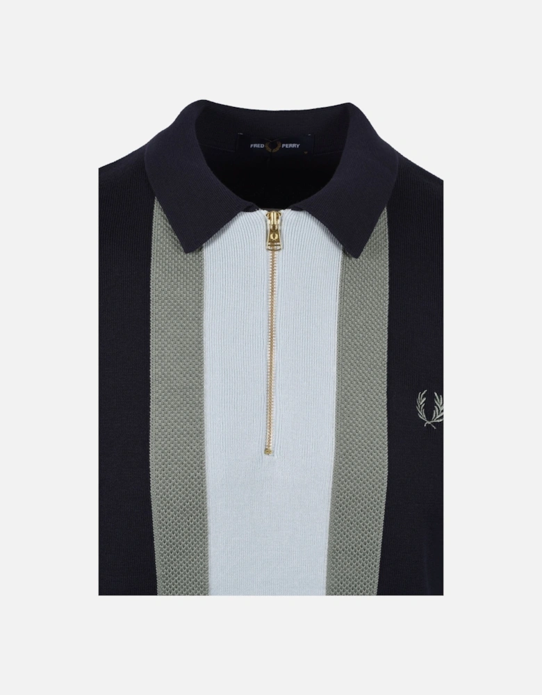 Stripe Knitted Polo Shirt Dark Airforce