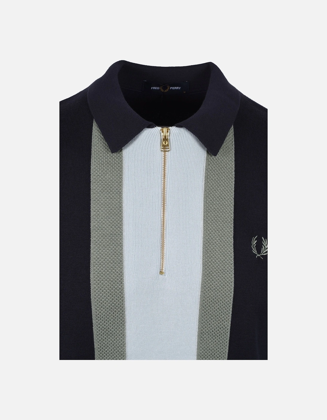 Stripe Knitted Polo Shirt Dark Airforce